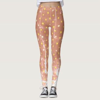 Leggings Patrón elegante estrellas blancas y amarillas