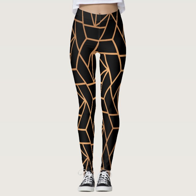 Leggings Patrón elegante negro y dorado (Anverso)