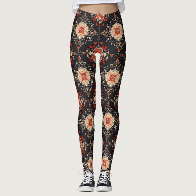Leggings Patrón elegante persa dorado (Anverso)