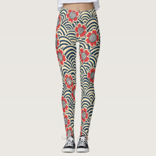 Leggings Patrón elegante sin foco de flores de cerezo (8)
