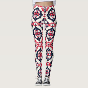 Leggings Patrón eslavo blanco rojo