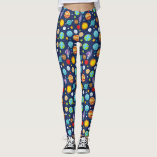 Leggings Patrón espacial, planetas, estrellas, cosmos, gala
