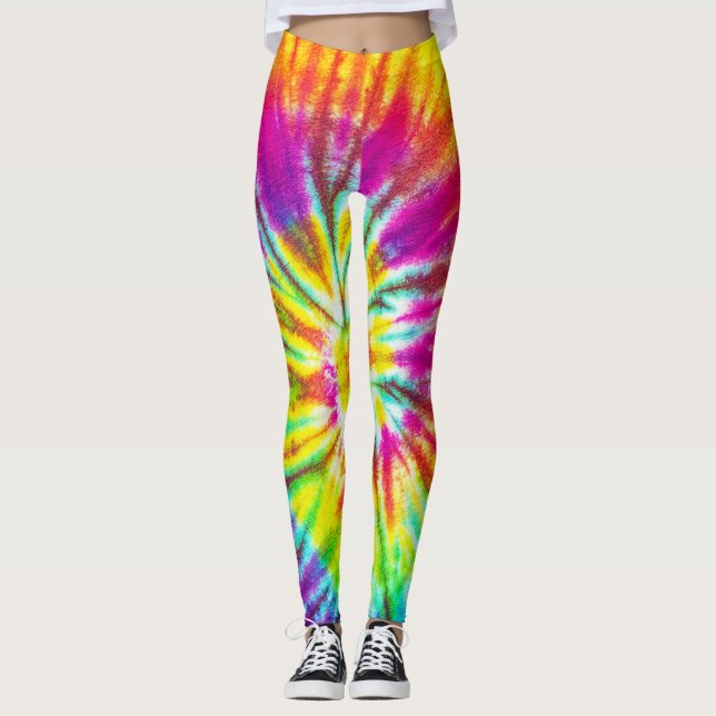 Leggings Patrón espiral de color arcoiris (Anverso)