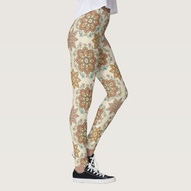 Leggings Patrón Espiritual Tono Tierra Mándala Boho (Derecha)