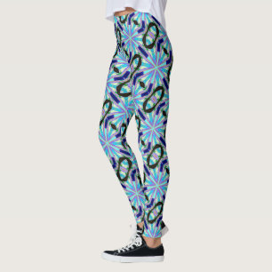 Leggings patrón estelar azul salvaje de seis puntos
