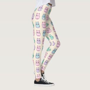 Leggings Patrón Estético Pastel de Gatos Kawaii Lindos