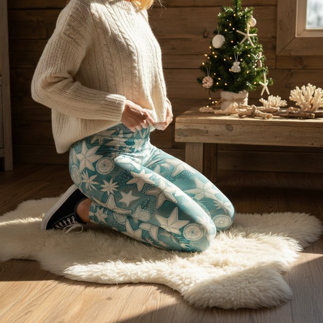 Leggings Patrón Estilizado de Estrellas de Mar y Dólares de (Subido por el creador)