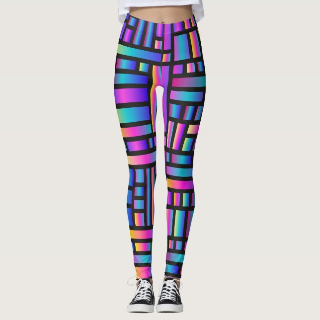 Leggings Patrón Estilo Moderno - Moda Tartán Geométrico (Anverso)