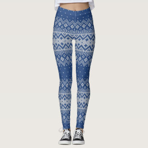 Leggings Patrón estitch de punto5 ID azul de la marina208