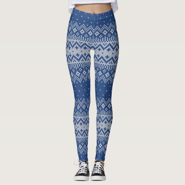 Leggings Patrón estitch de punto5 ID azul de la marina208 (Anverso)