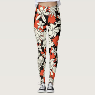 Leggings Patrón exótico sin foco de flor tropical