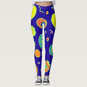 Leggings Patrón expresivo de arte de frutas de neón