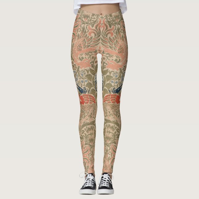 Leggings Patrón famoso de aves de William Morris (Anverso)