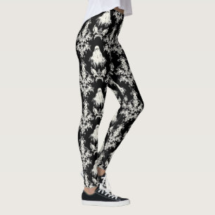 Leggings Patrón fantasma gótico blanco negro