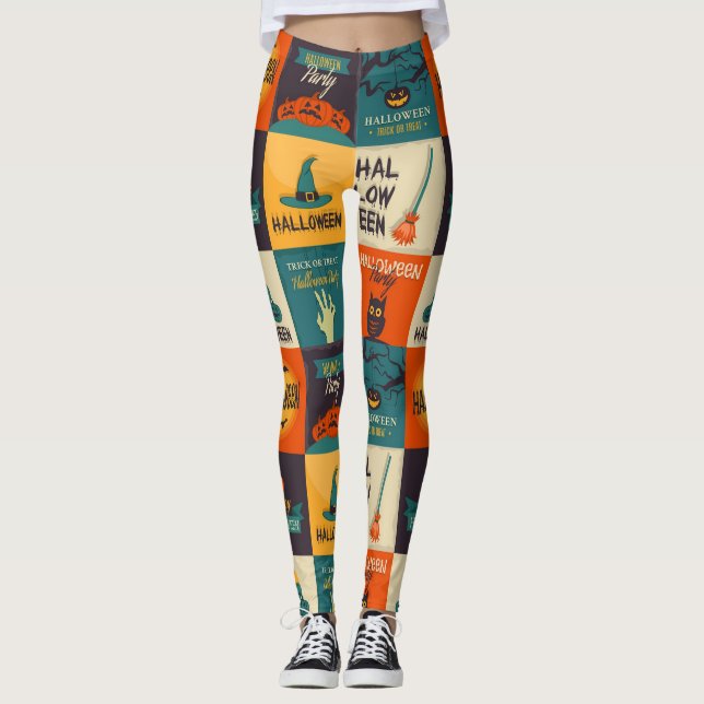 Leggings Patrón feliz de Halloween (Anverso)