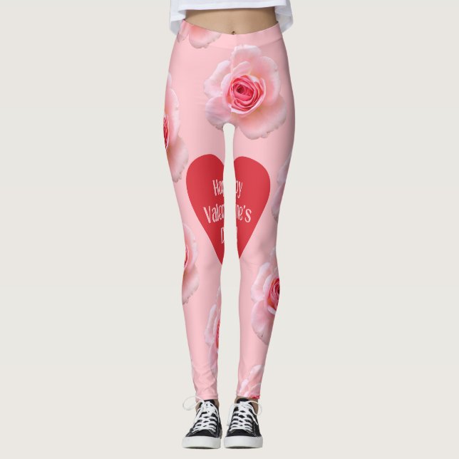 Leggings Patrón Feliz Día de San Valentín 2024 Antecedentes (Anverso)