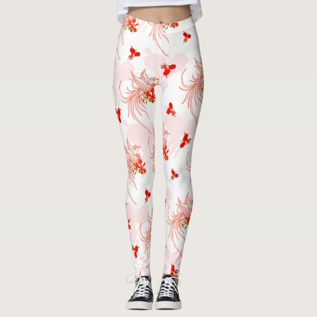 Leggings Patrón Fénix Bird Y Phoenix Flower Seamless (Anverso)
