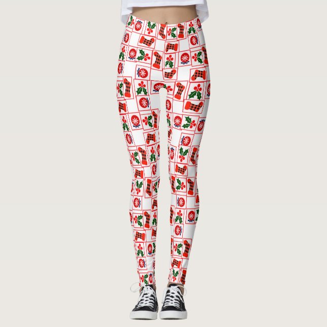 Leggings Patrón festivo de Navidad (Anverso)
