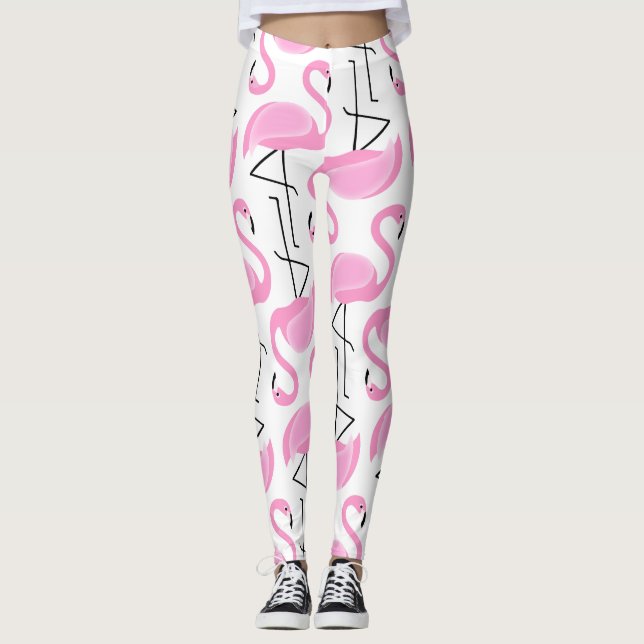 Leggings Patrón Flamingo Rosa Girly Simple Moderno (Anverso)