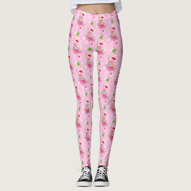Leggings Patrón Flamingo Rosa navidad (Anverso)