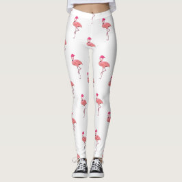 Leggings Patrón Flamingo Santa Claus rosa