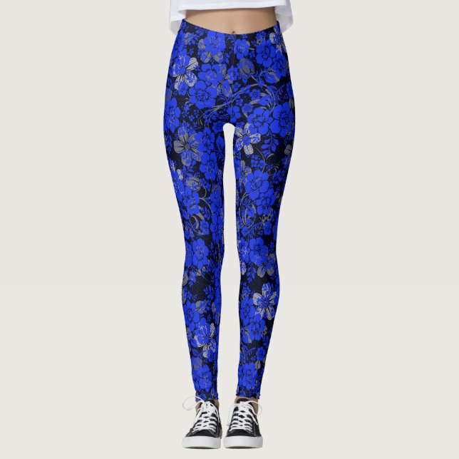 Leggings Patrón floral 15.blue.bx4 Negro BG (Anverso)