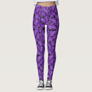 Leggings Patrón floral 15.Purple.b Negro BG