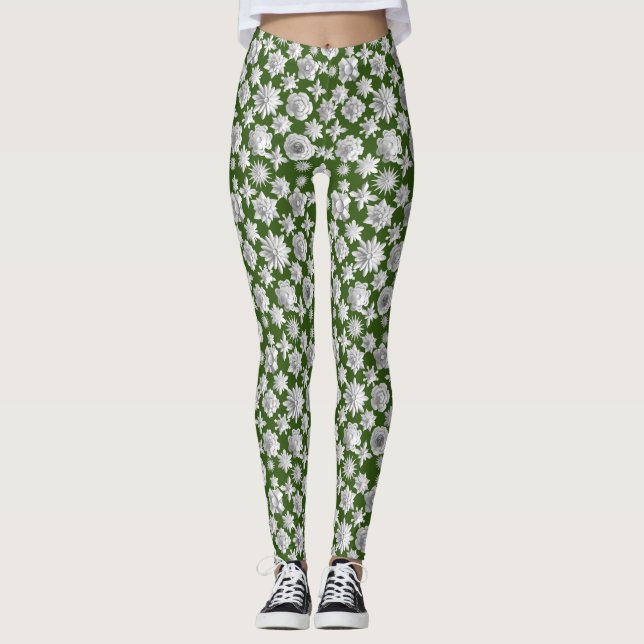 Leggings Patrón floral 3D 01.wx4.DGreen BG (Anverso)