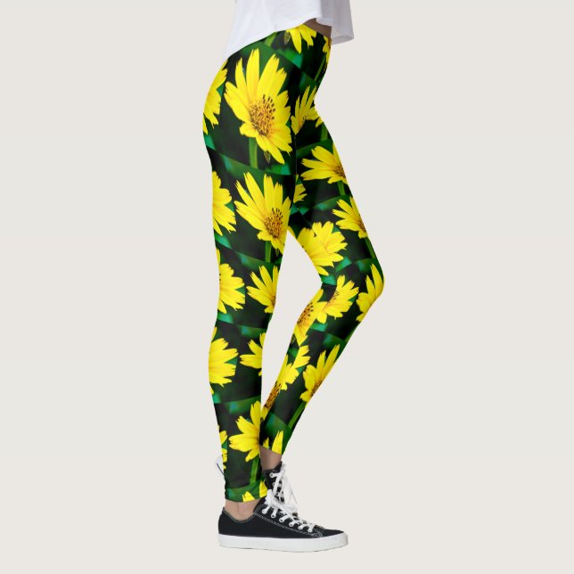 Leggings Patrón floral amarillo brillante (Derecha)