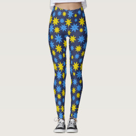 Leggings Patrón floral amarillo y azul brillante