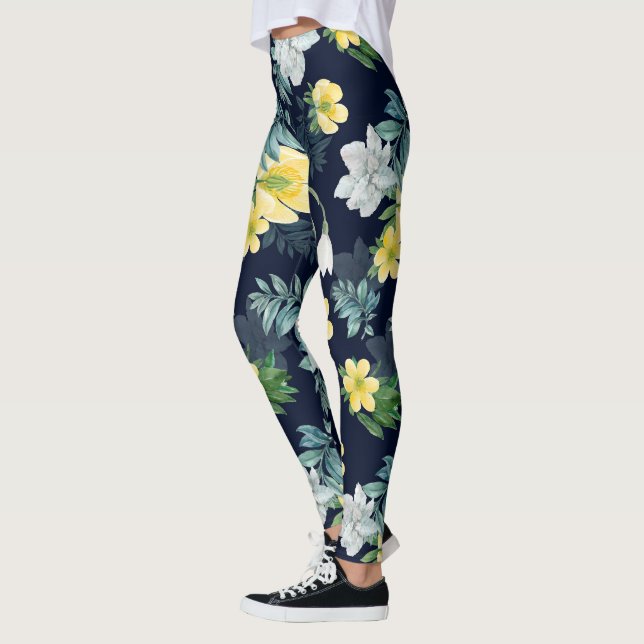 Leggings Patrón floral amarillo y gris (Izquierda)
