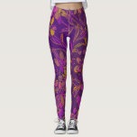 Leggings Patrón floral audaz botánico en morado oscuro<br><div class="desc">Este colorido patrón botánico presenta flores y flores ilustradas en una rica paleta de color profundo de púrpura.</div>