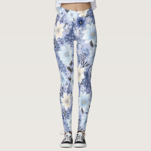 Leggings Patrón floral azul claro
