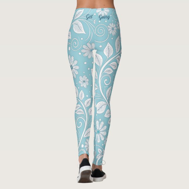 Leggings Patrón floral azul Pastel (Reverso)