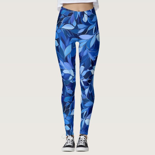 Leggings Patrón floral azul sin soldadura (Anverso)