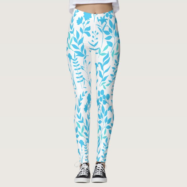 Leggings Patrón floral azul.ST01 Sin fondo (Anverso)