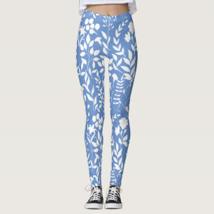 Leggings Patrón floral azul.ST02. blanco L azul BG