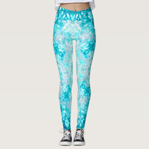 Leggings Patrón floral azul turquesa Aqua