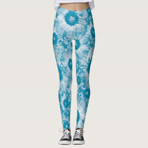 Leggings Patrón floral azul turquesa CUTE