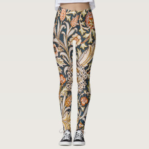 Leggings Patrón floral azul vintage Trent de William Morris