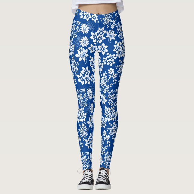 Leggings Patrón floral.b Azul BG (Anverso)