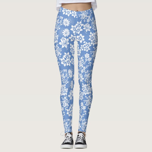 Leggings Patrón floral.b L Azul BG (Anverso)