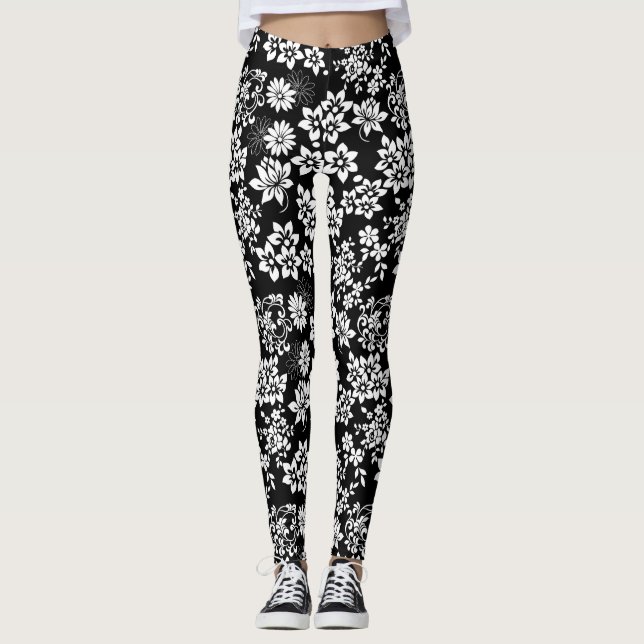 Leggings Patrón floral.b Negro BG (Anverso)