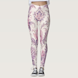 Leggings Patrón Floral Barroco Antiguo – (Morados)