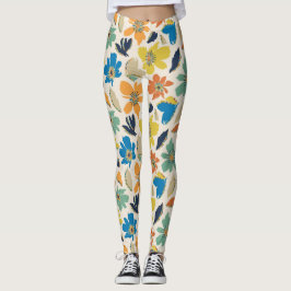 Leggings Patrón floral boho dibujado a mano abstracto