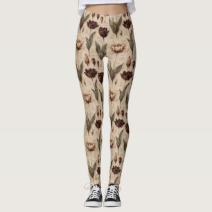 Leggings Patrón floral botánico vintage (6)