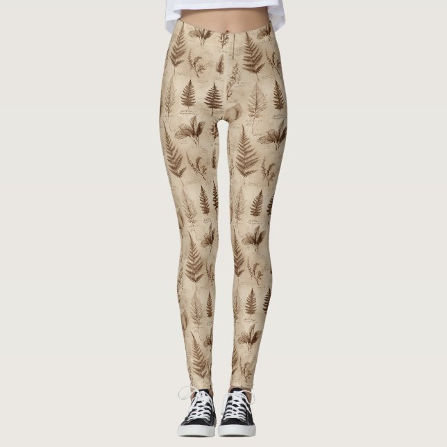 Leggings Patrón floral botánico vintage (8) (Anverso)