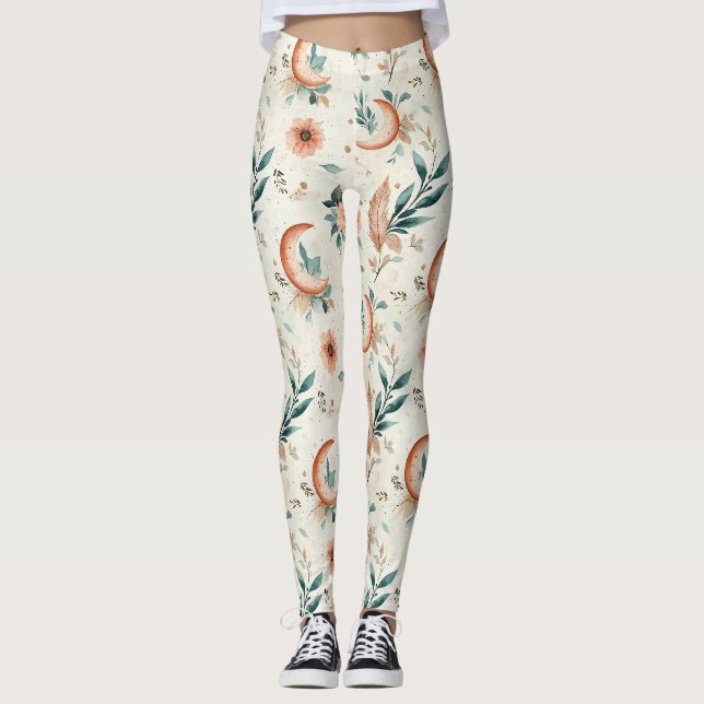 Leggings Patrón floral celestial (2) (Anverso)
