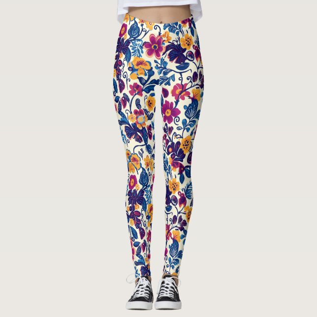 Leggings Patrón floral colorido (Anverso)