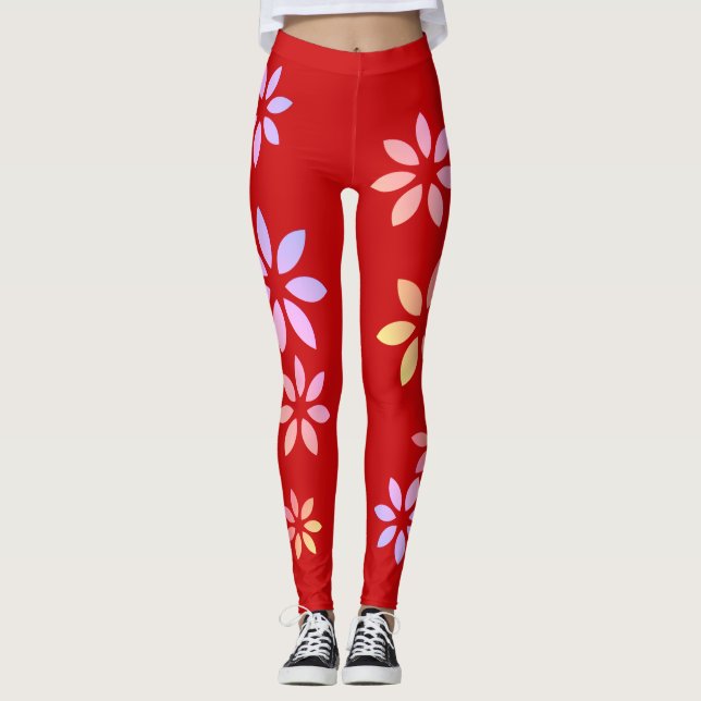 Leggings Patrón floral colorido artístico Ejercicio de pier (Anverso)